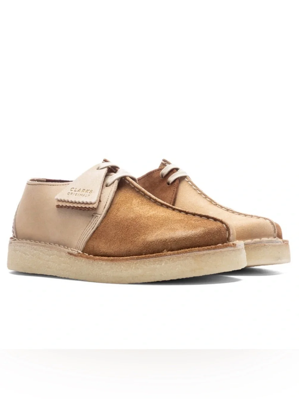 Clarks Originals Desert Trek Suede Shoes - Light Tan Combi Multi-Tone Size 8